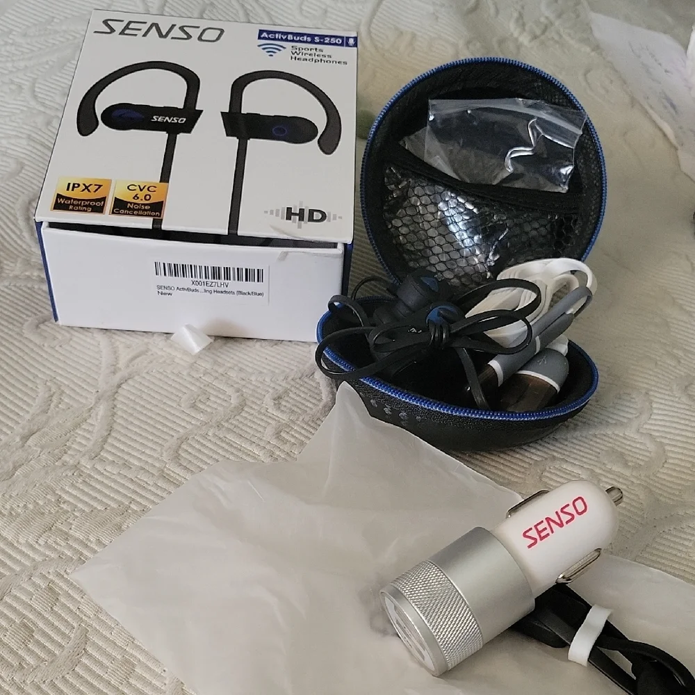 SENSO Black and Silver Bluetooth Headset with Noise Cancellation